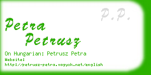 petra petrusz business card